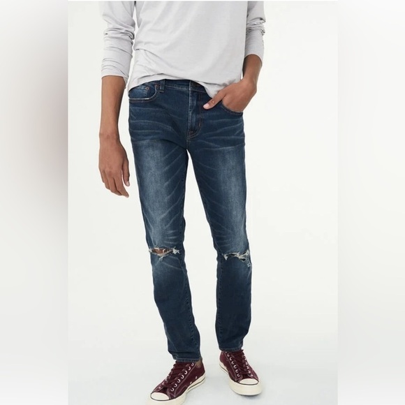 Aeropostale Men Jeans Flex Effects Skinny Blue Distressed Size 34x32 34/32 - Picture 2 of 12